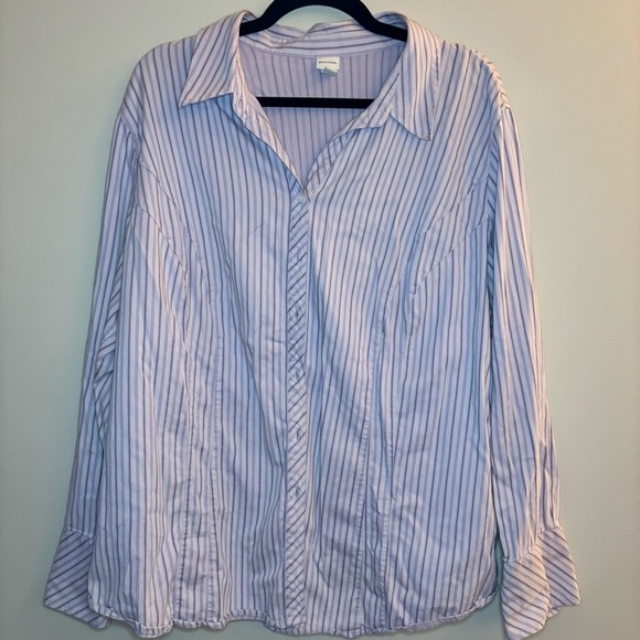 Merona Women’s Purple & White Striped Button-Down Shirt Size 26W - Picture 1 of 8